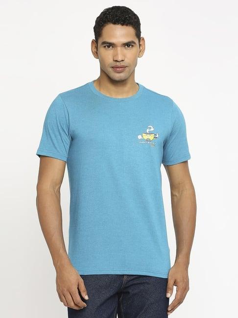 basics blue cotton muscle fit t-shirt