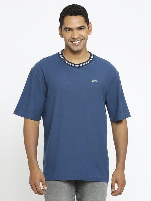 basics blue cotton relaxed fit t-shirt