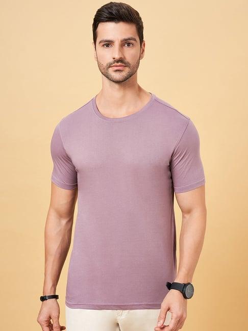 byford by pantaloons mauve cotton regular fit t-shirt