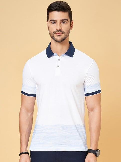 byford by pantaloons white cotton slim fit polo t-shirt