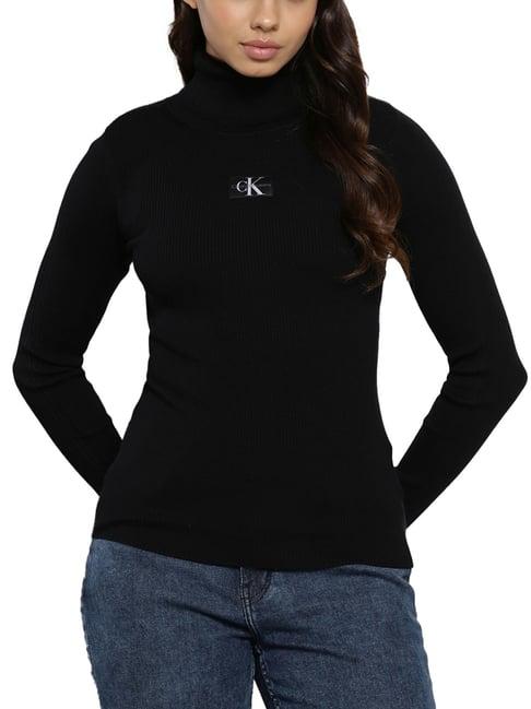 calvin klein black embroidery slim fit sweater