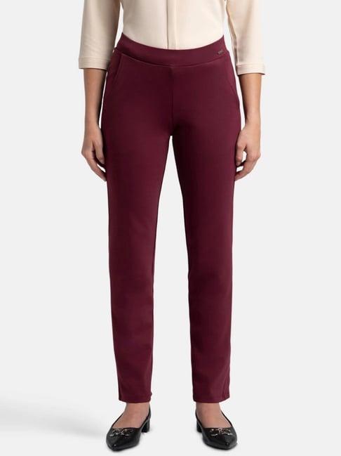 jockey maroon mid rise straight pants