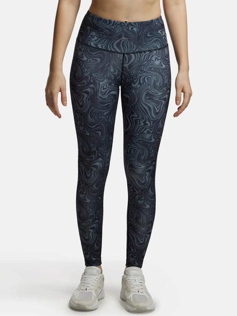 jockey charcoal grey printed sports tights