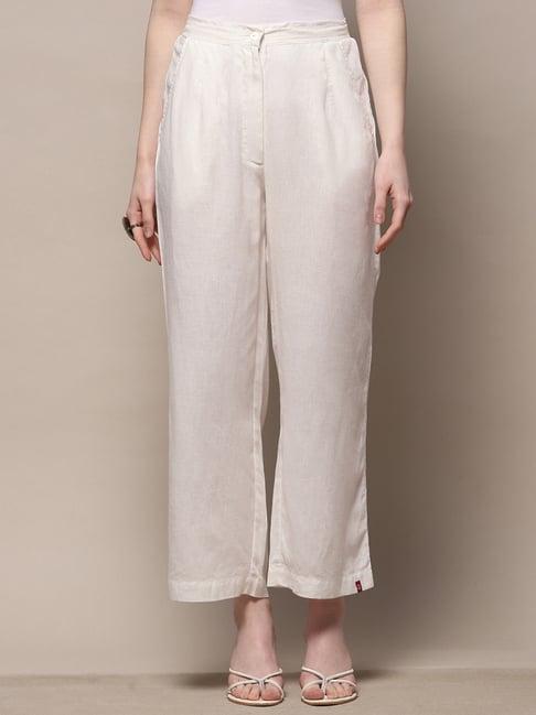 biba off-white cotton palazzos