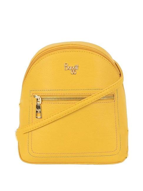 baggit oshu kris yellow pu solid backpack