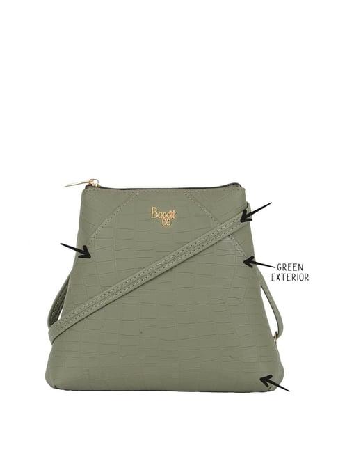 baggit bagy tram green pu textured backpack