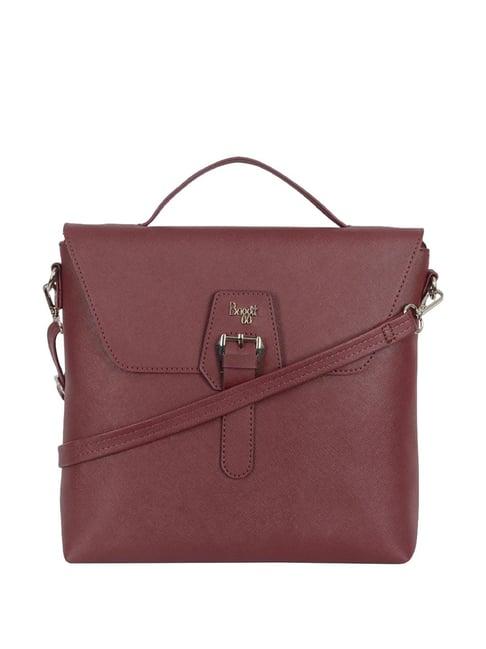 baggit nieo valori red pu solid satchel handbag