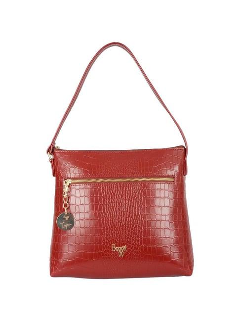 baggit dooney red pu textured shoulder handbag