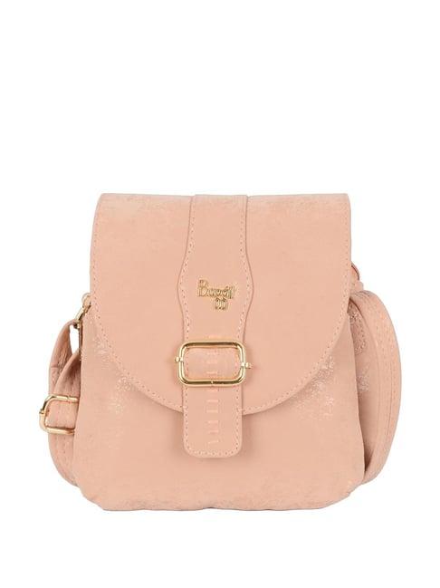 baggit soren pink pu solid sling handbag