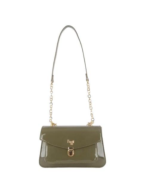 baggit dcruise elana green pu solid sling handbag