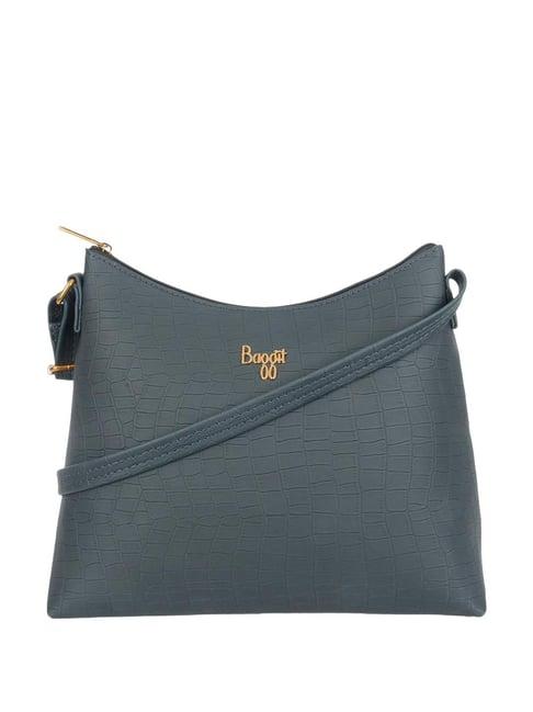 baggit york tram blue pu textured sling handbag