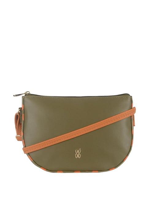 baggit jasper green pu solid sling handbag