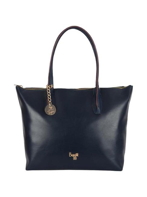 baggit benin algor blue pu solid tote handbag