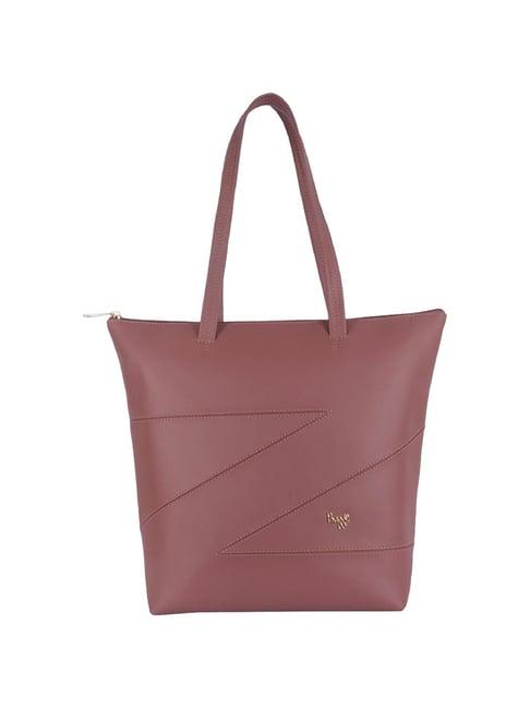 baggit lammati steppe pink pu textured tote handbag