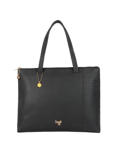 baggit melbourne byron black pu solid laptop tote handbag