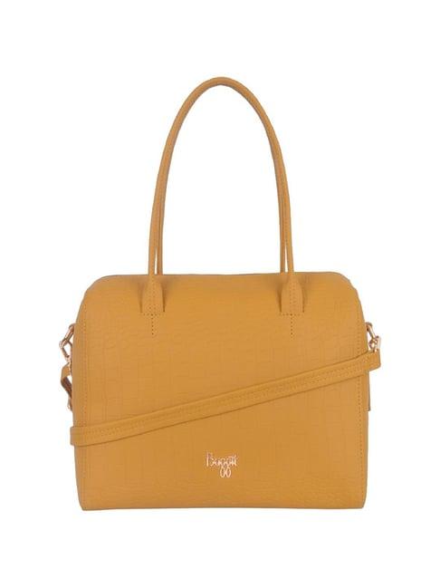 baggit otsego yellow pu solid tote handbag