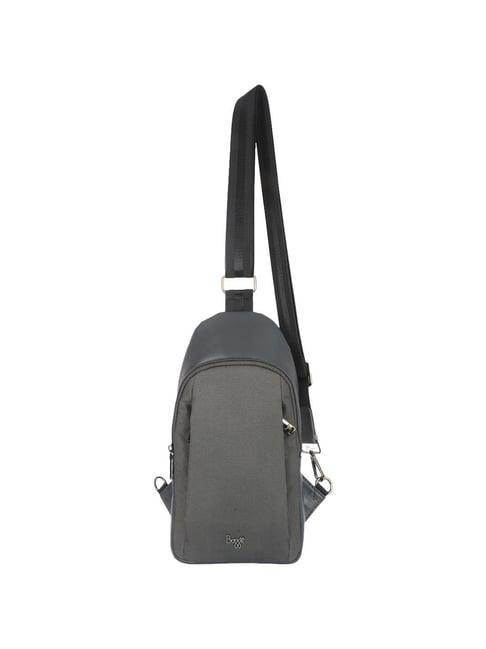 baggit deniel grey pu solid cross body bag