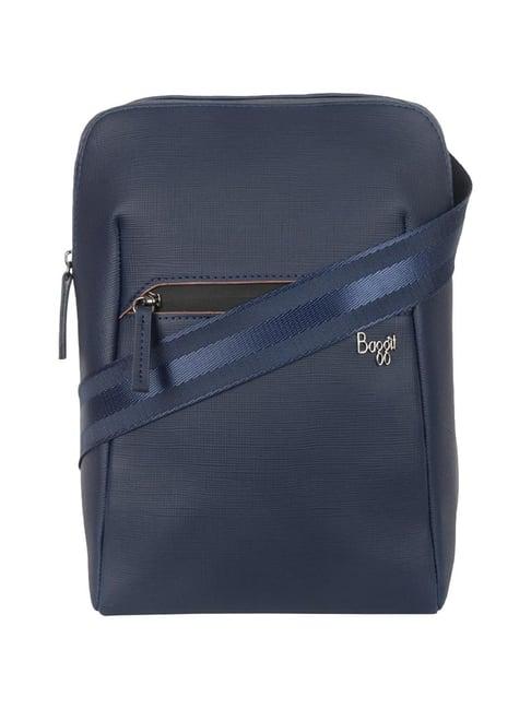 baggit hamsworth blue pu solid cross body bag