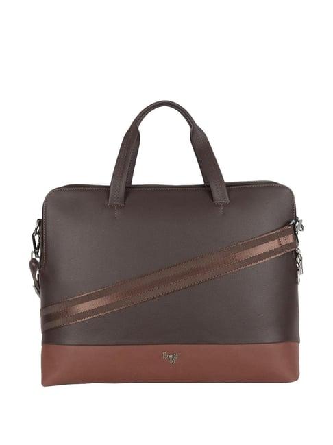 baggit austen arlow brown pu solid laptop messenger bag