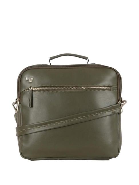 baggit algor green pu solid messenger bag