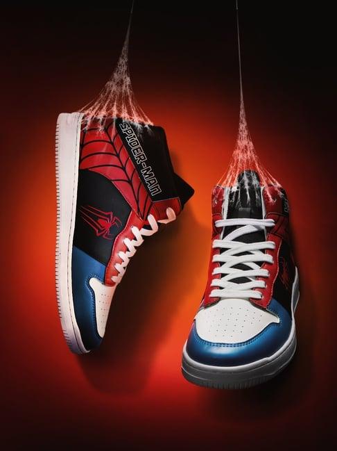 the souled store men's spider-man spidey sigil multi ankle high sneakers