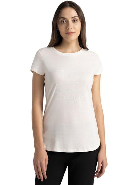 van heusen white cotton printed t-shirt