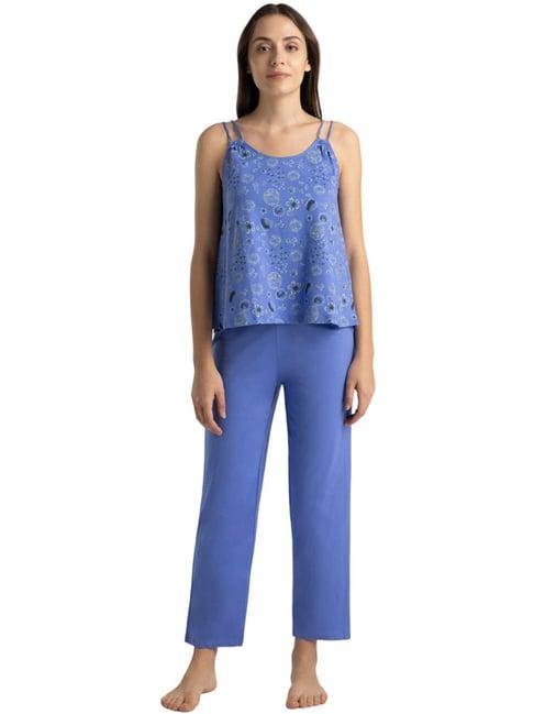 van heusen ethnic blue cotton floral print top pyjama set