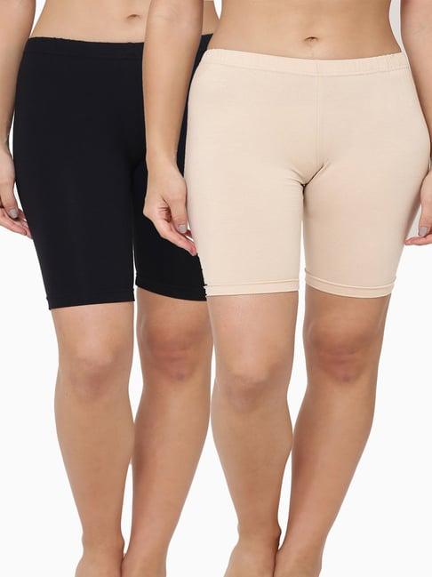 leading lady black & skin shorts - pack of 2