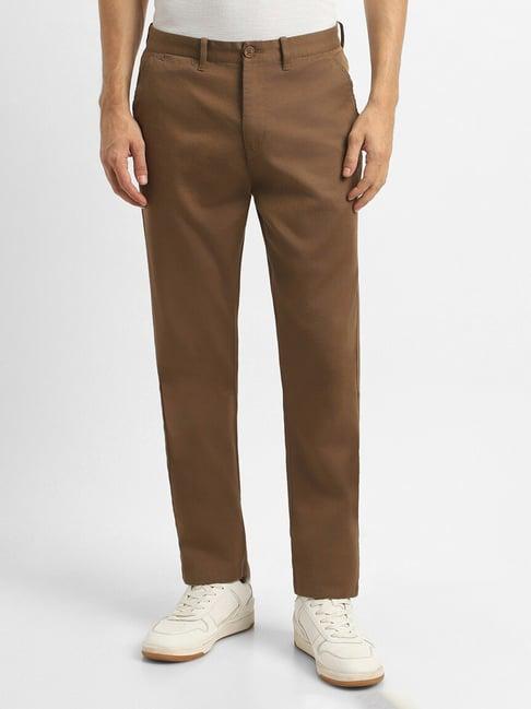 forever 21 brown regular fit flat front trousers