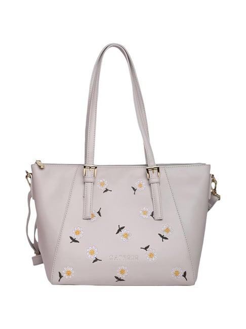 caprese kyle light grey faux leather floral shoulder handbag