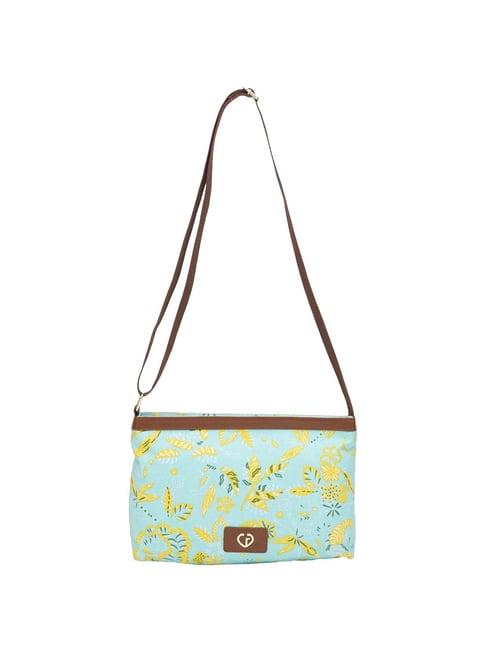 caprese hazel aqua canvas printed sling handbag