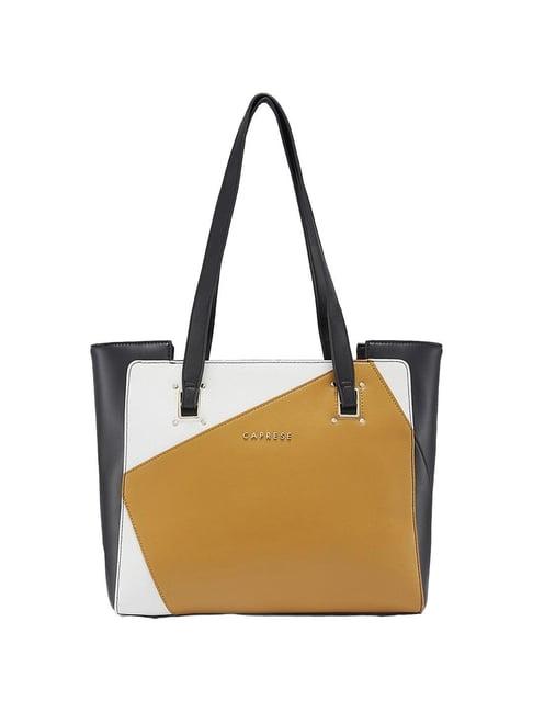 caprese ruth ochre faux leather color block tote handbag