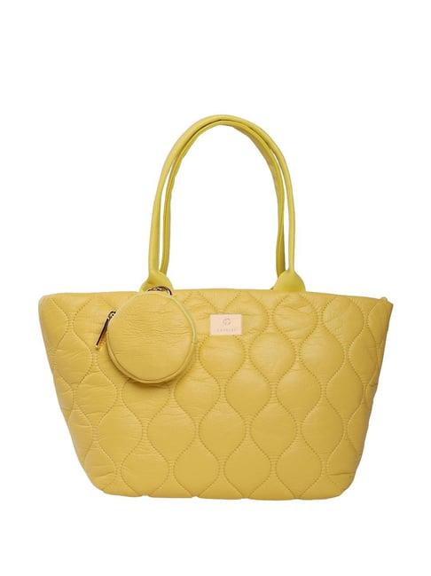 caprese briar yellow faux leather quilted tote handbag