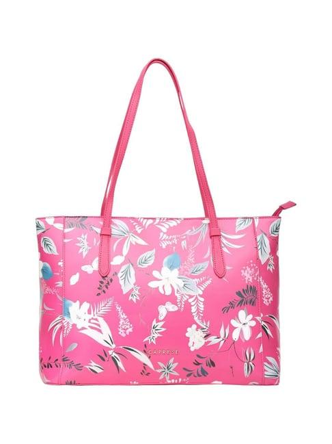 caprese gemma dark pink faux leather floral tote handbag