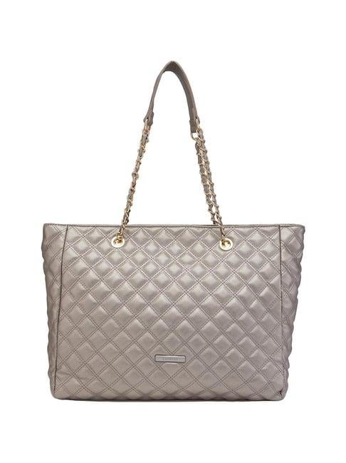 caprese cuddy gunmetal faux leather quilted tote handbag