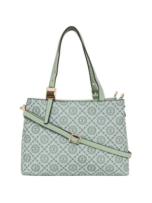 esbeda pista green pu printed shoulder handbag