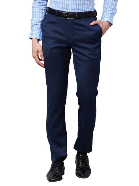 park avenue blue classic fit trousers