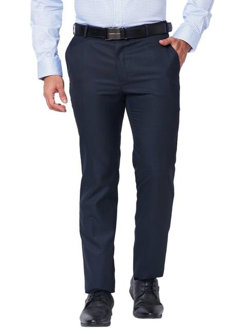 raymond blue classic fit trousers