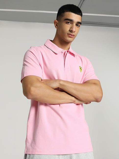 puma pink cotton regular fit polo t-shirt