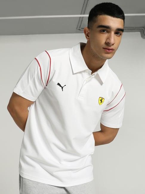 puma ferrari white cotton regular fit polo t-shirt