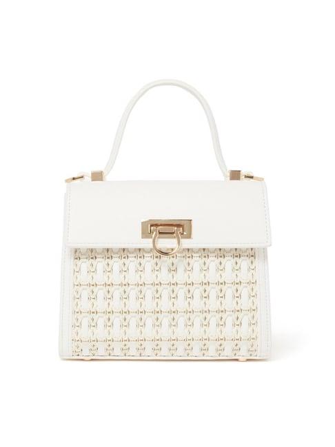 forever new milly white woven medium satchel handbag