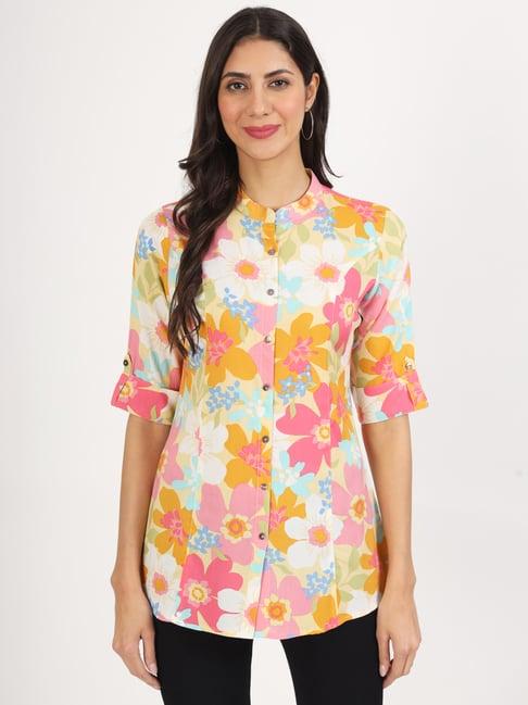 divena pink floral print tunic