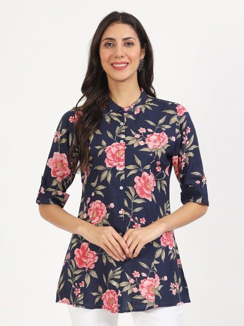 divena navy floral print tunic