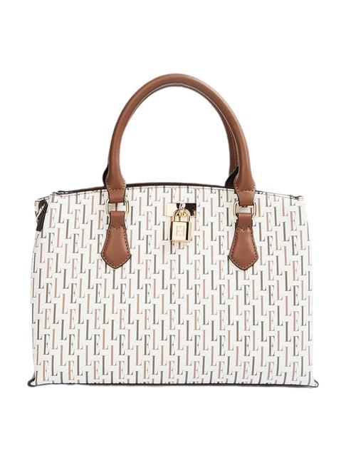 elle tan printed handbag