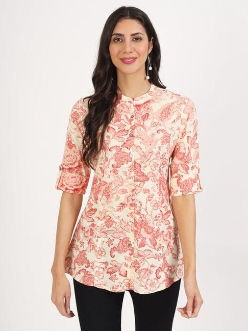 divena cream floral print tunic