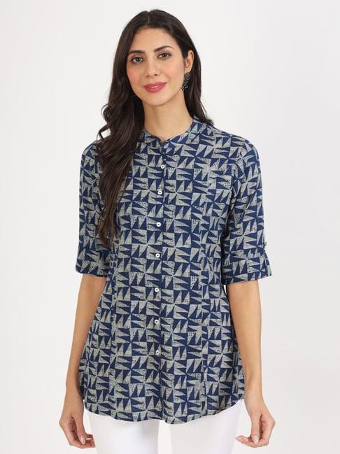 divena blue printed tunic