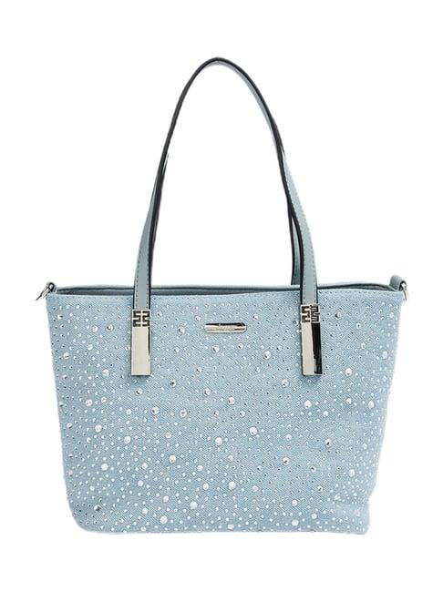 ginger by lifestyle blue embellished tote bag