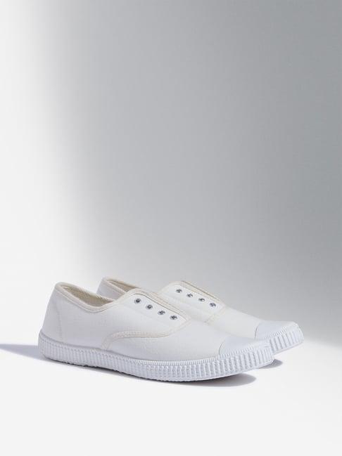 luna blu by westside white slip-on canvas shoes