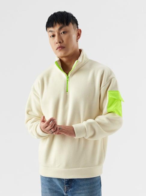 the souled store off white boxy fit oversized sweatshirt