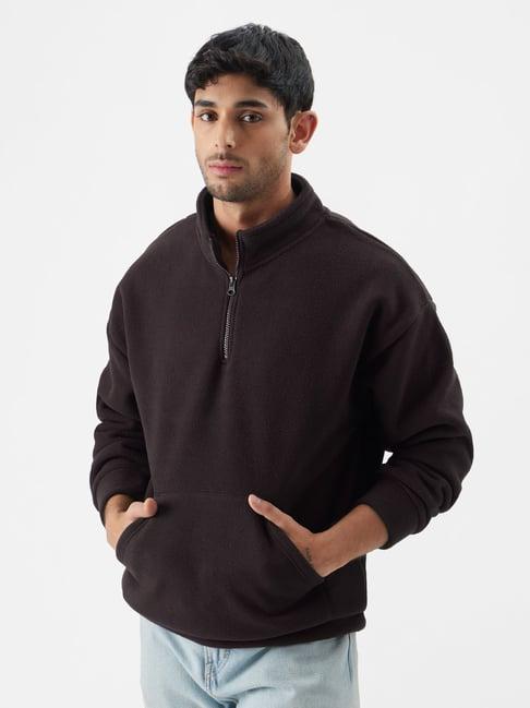 the souled store dark wine boxy fit oversized sweatshirt